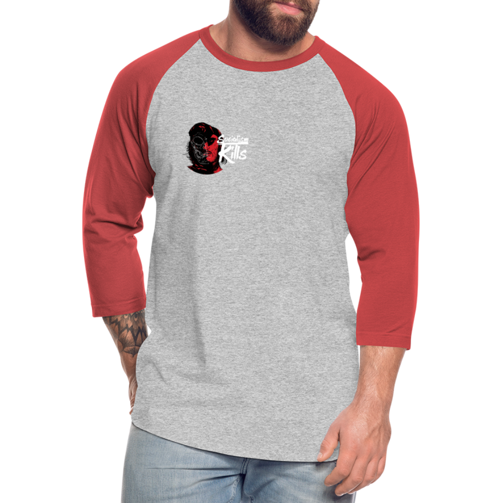 Socialism Kills | Baseball Tee - heather gray/red