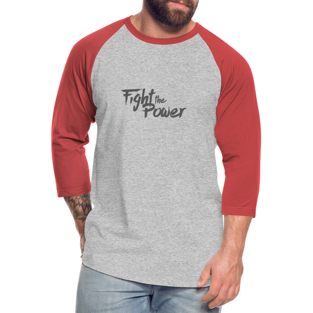 Fight the Power | Baseball Tee - heather gray/red