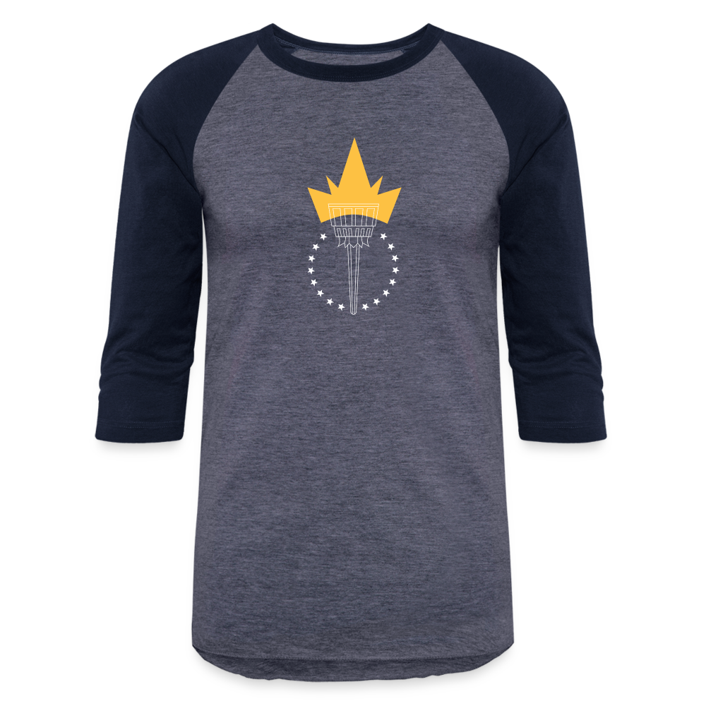 Freedom Torch | Baseball Tee - heather blue/navy