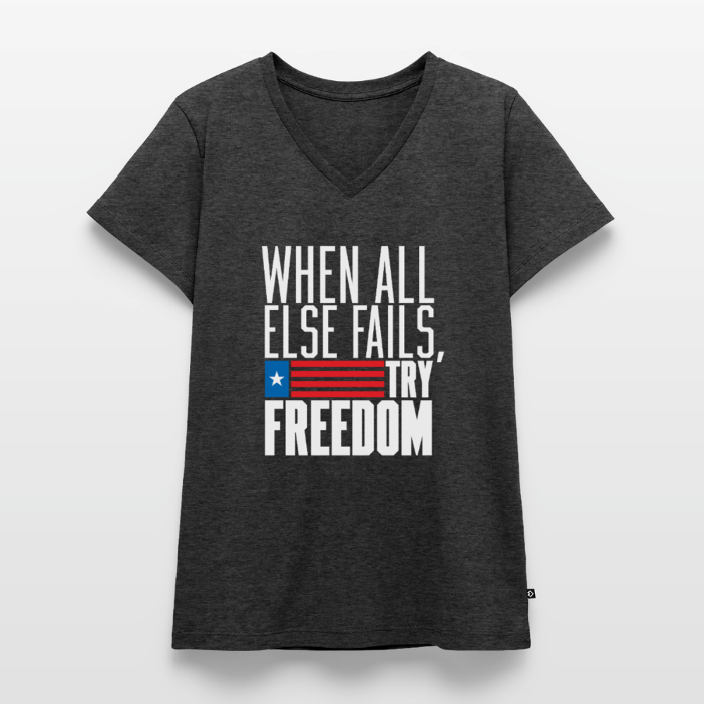 Try Freedom | Women's V-Neck Tee - heather anthracite