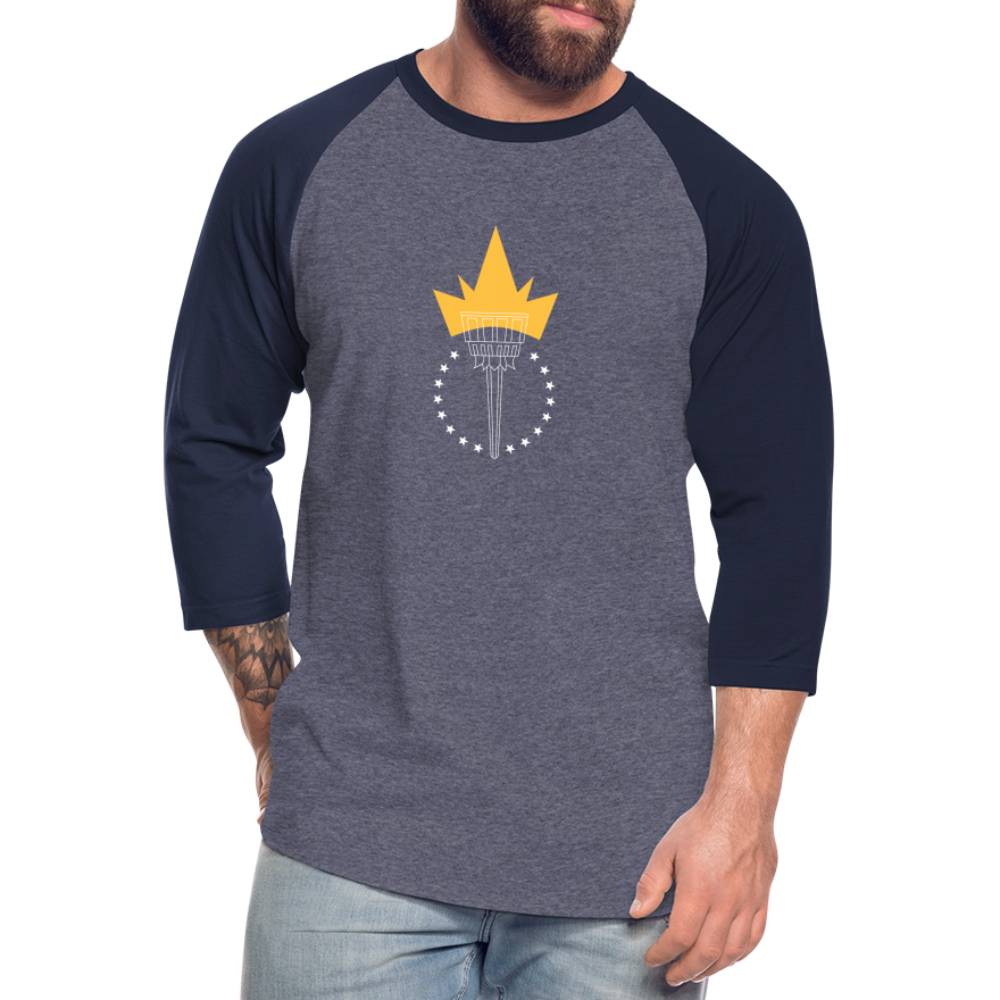 Freedom Torch | Baseball Tee - heather blue/navy