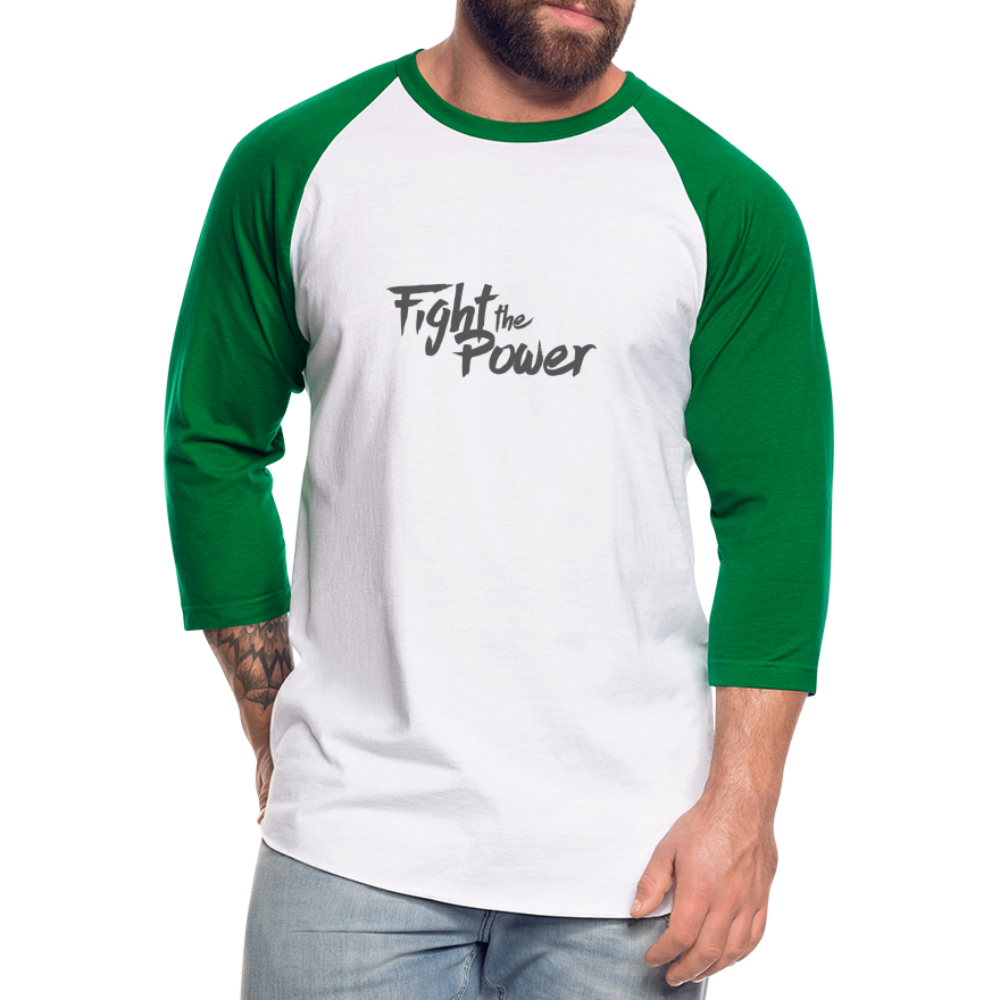 Fight the Power | Baseball Tee - white/kelly green