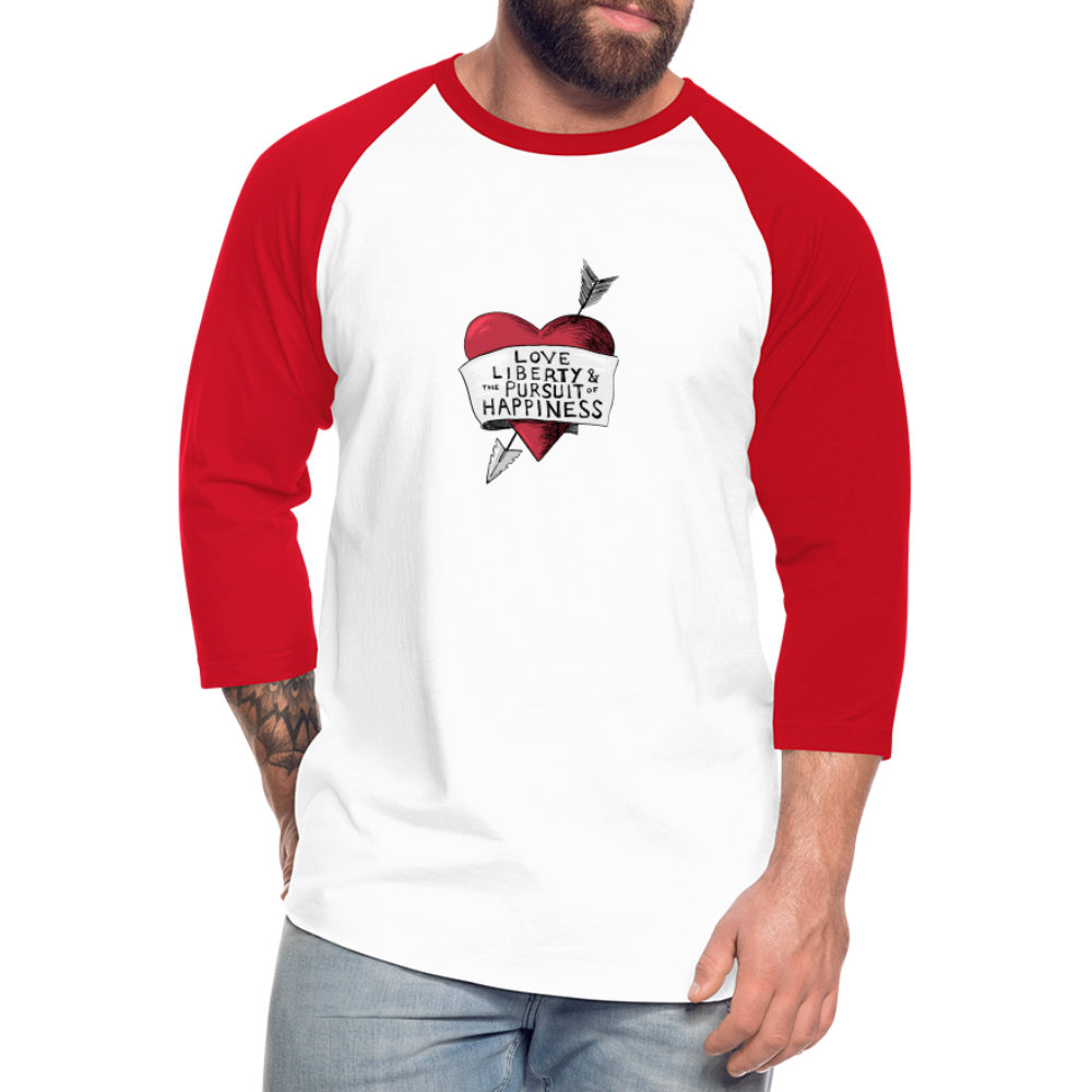 Love, Liberty | Baseball Tee - white/red
