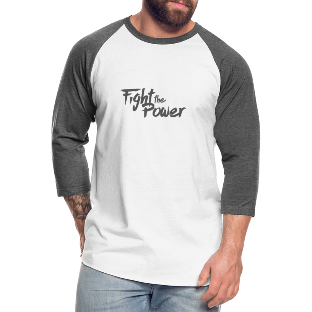 Fight the Power | Baseball Tee - white/charcoal