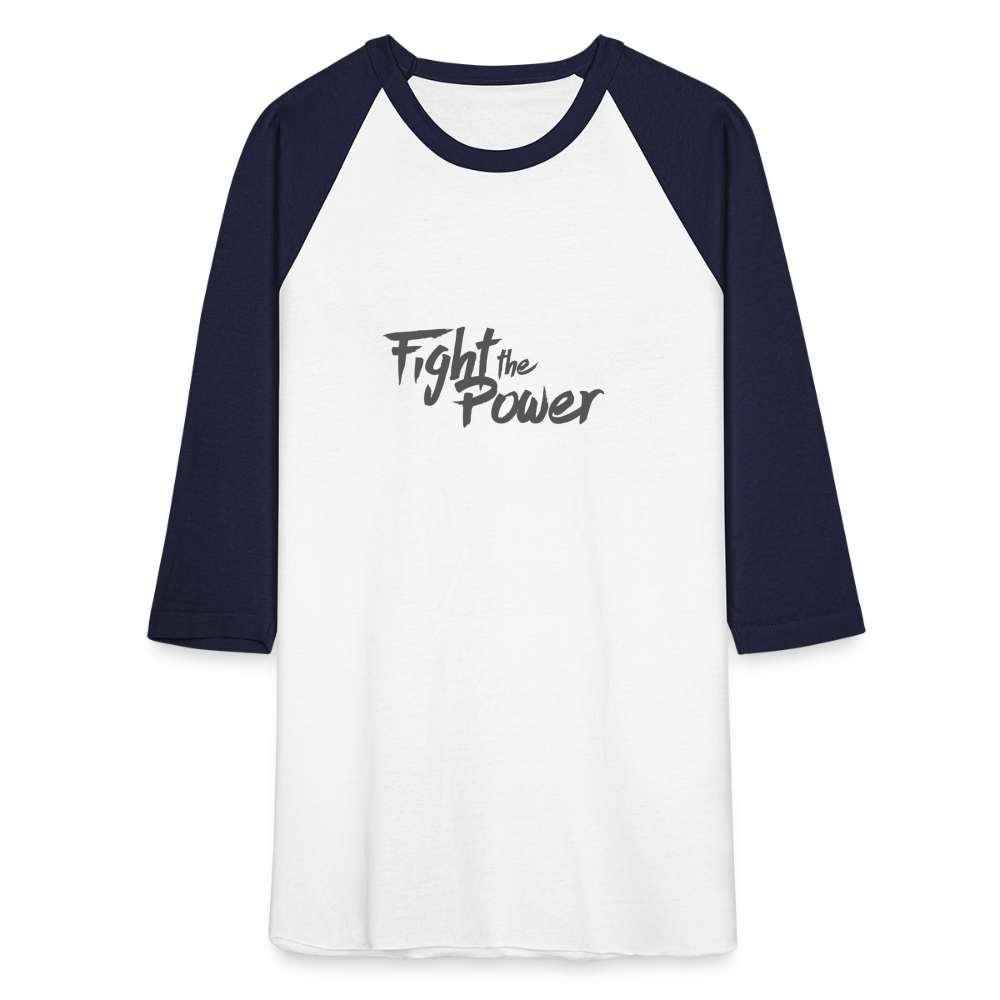 Fight the Power | Baseball Tee - white/navy