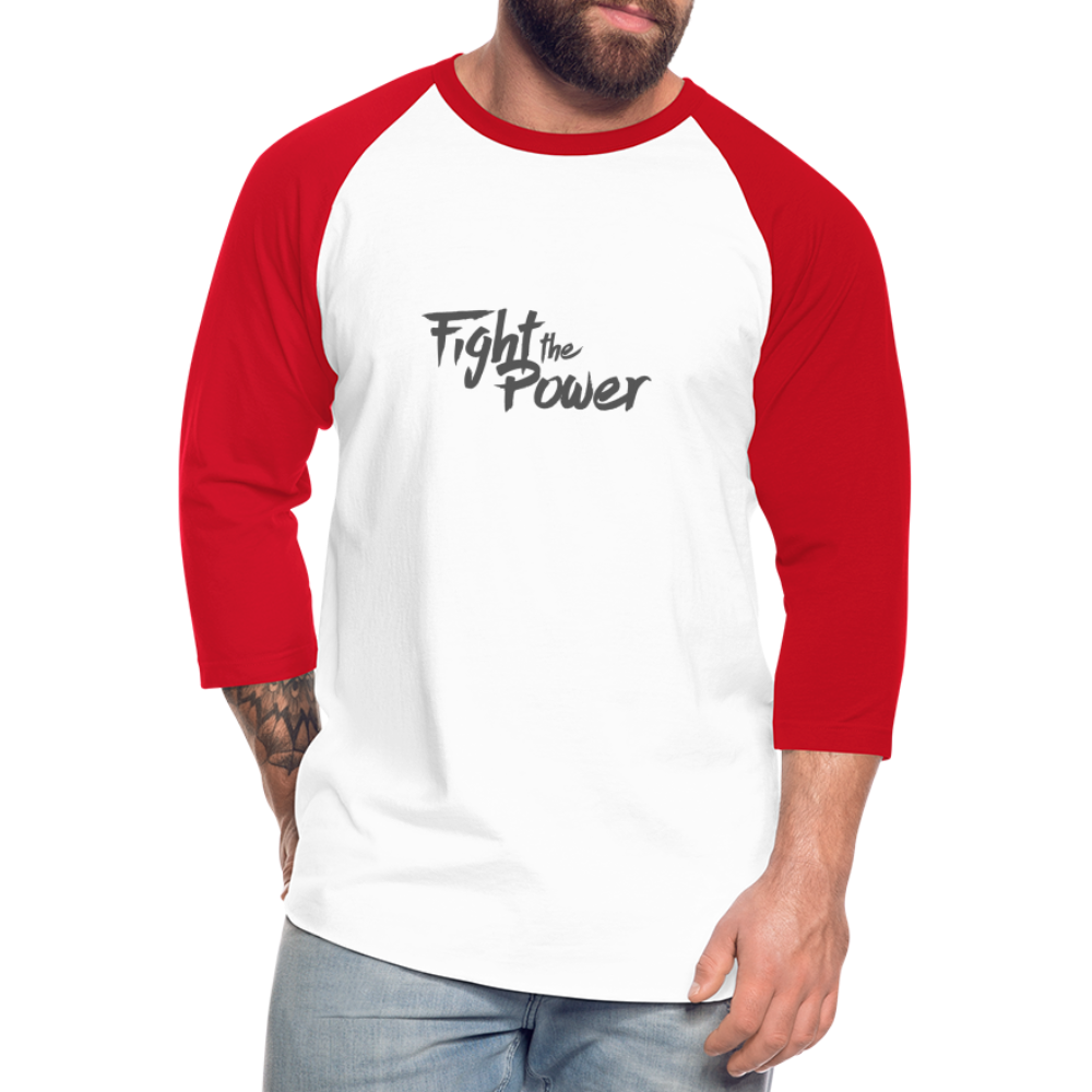 Fight the Power | Baseball Tee - white/red