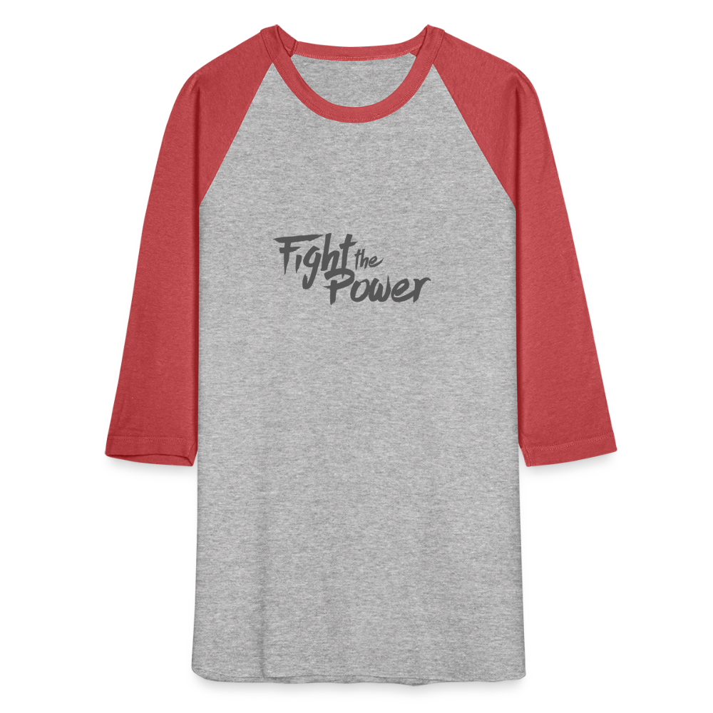Fight the Power | Baseball Tee - heather gray/red