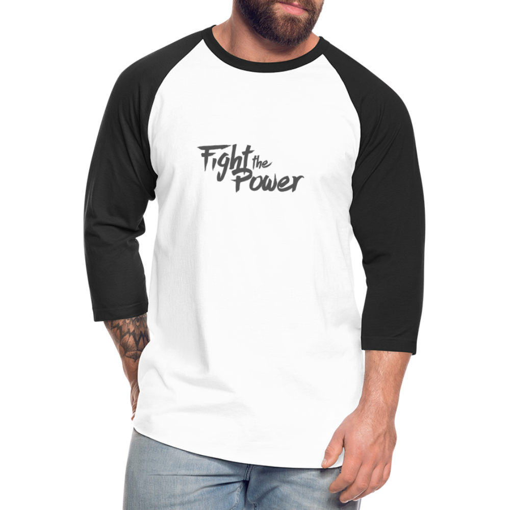 Fight the Power | Baseball Tee - white/black