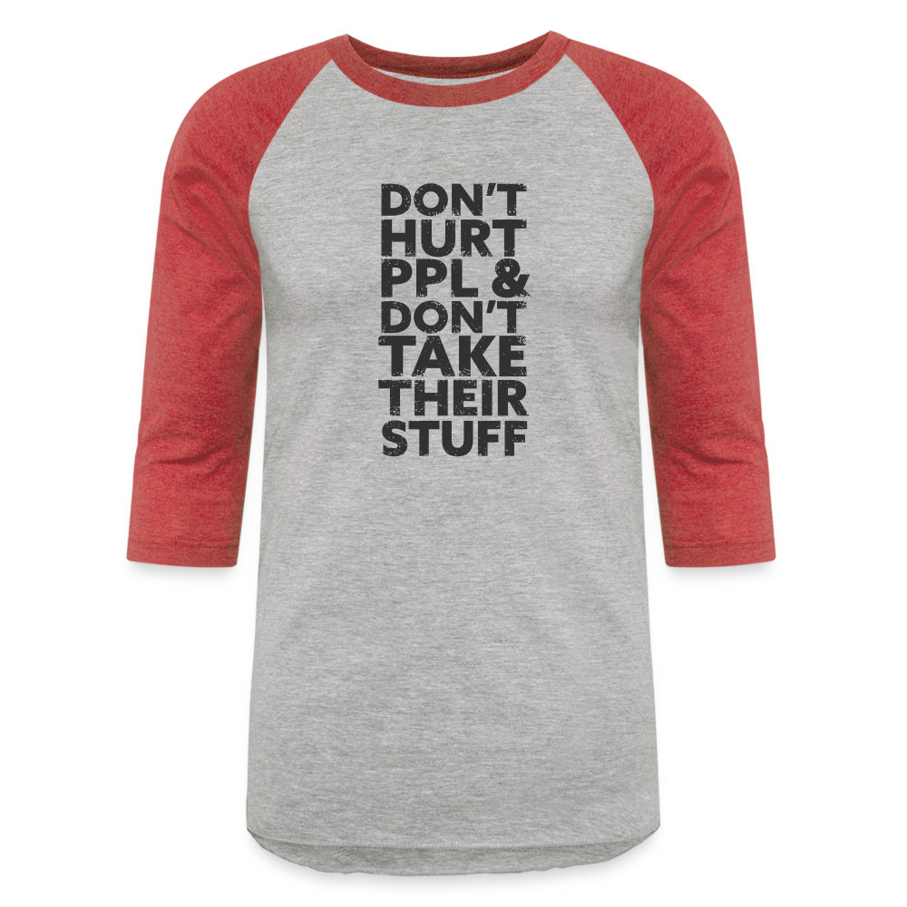 Don't Hurt People | Baseball Tee - heather gray/red