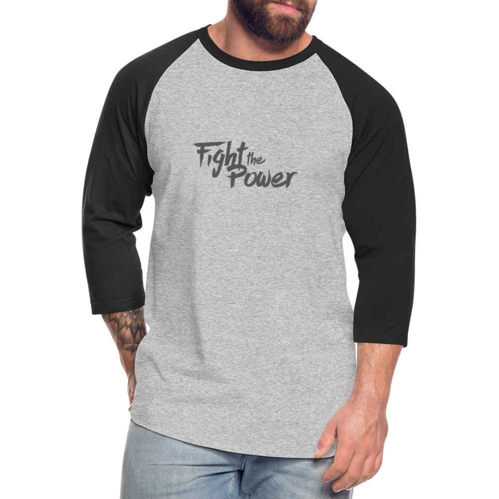 Fight the Power | Baseball Tee - heather gray/black