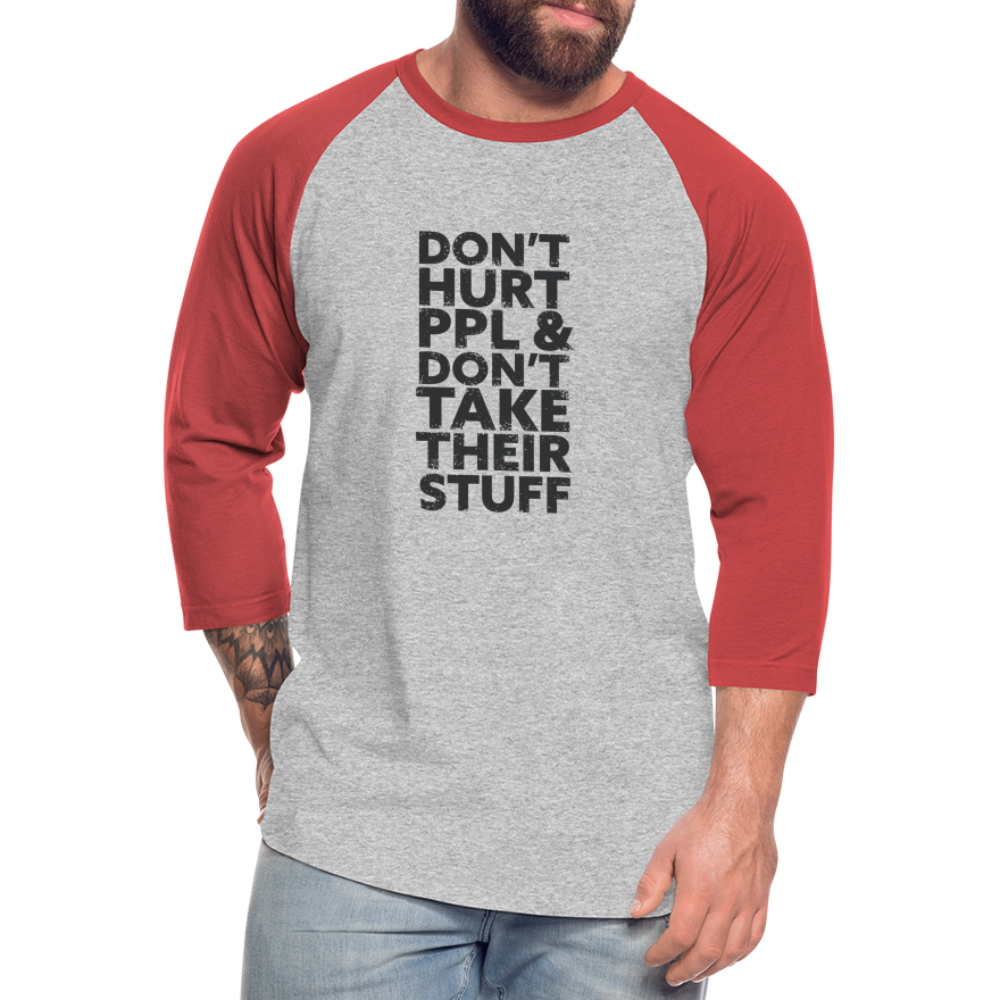Don't Hurt People | Baseball Tee - heather gray/red