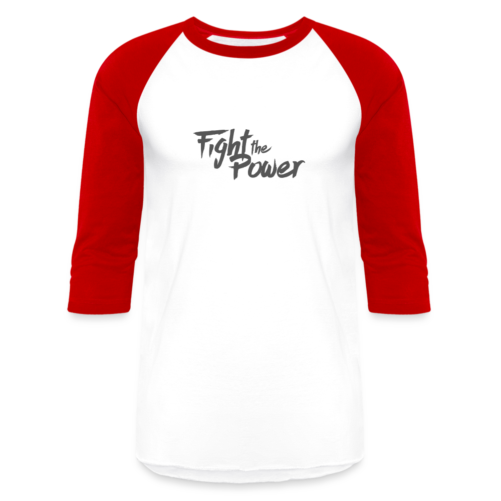 Fight the Power | Baseball Tee - white/red