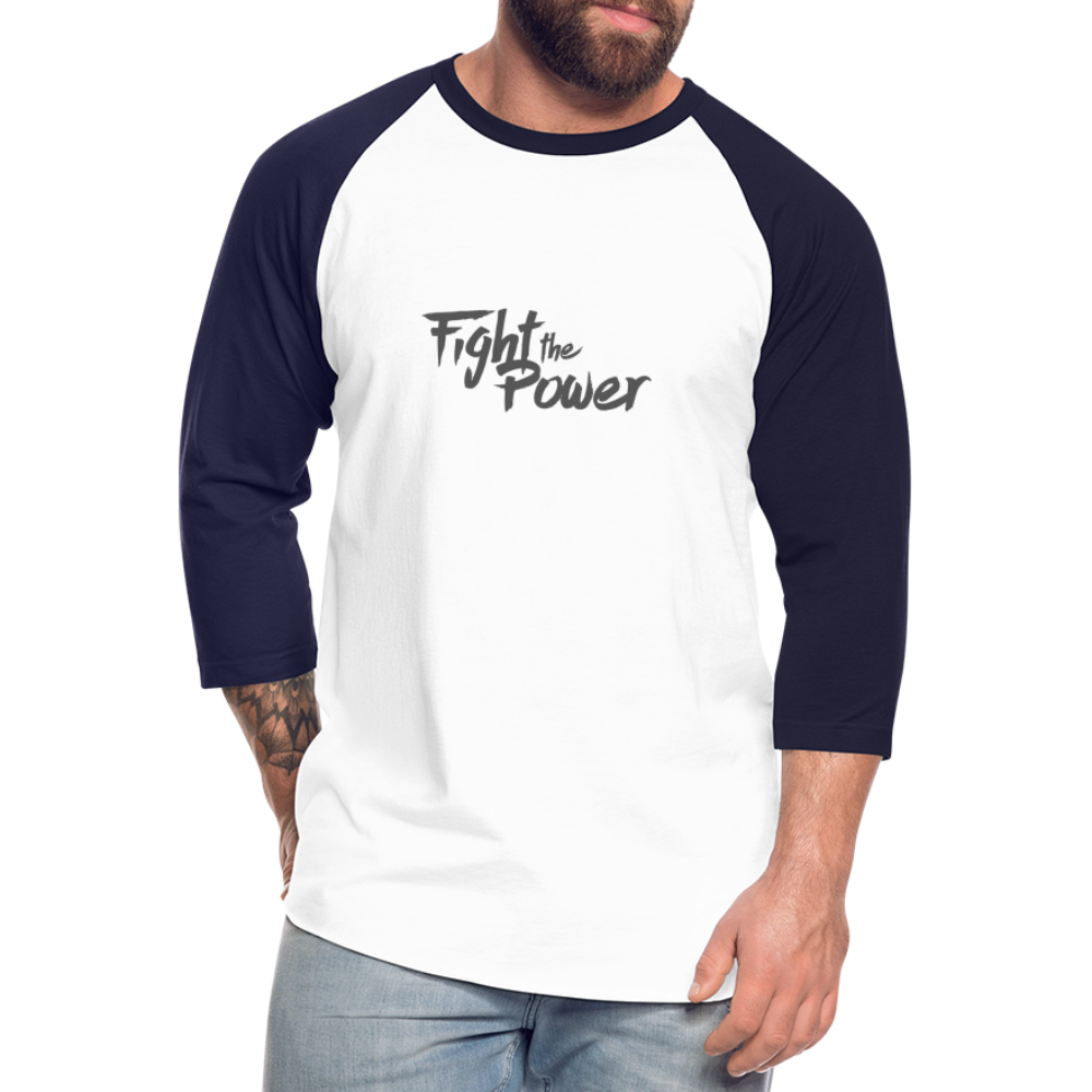 Fight the Power | Baseball Tee - white/navy