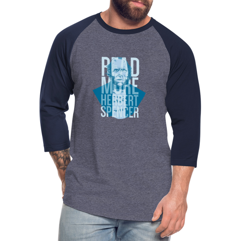 Read More Spencer | Baseball Tee - heather blue/navy