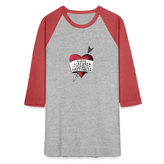 Love, Liberty | Baseball Tee - heather gray/red