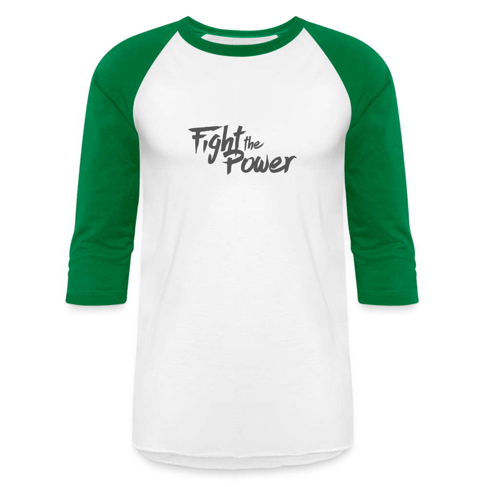 Fight the Power | Baseball Tee - white/kelly green