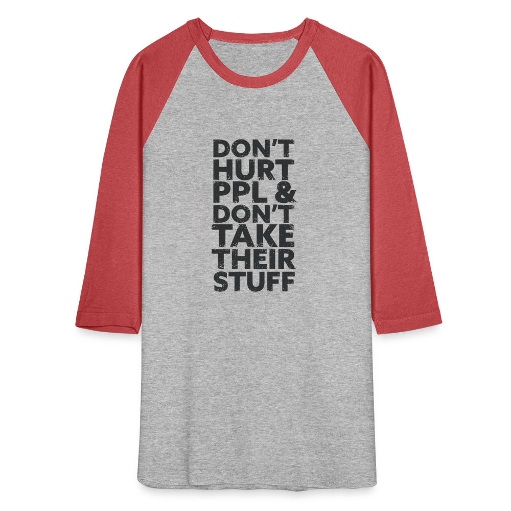 Don't Hurt People | Baseball Tee - heather gray/red