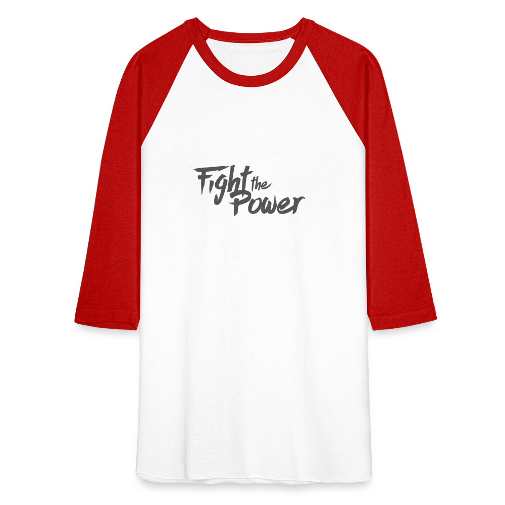 Fight the Power | Baseball Tee - white/red