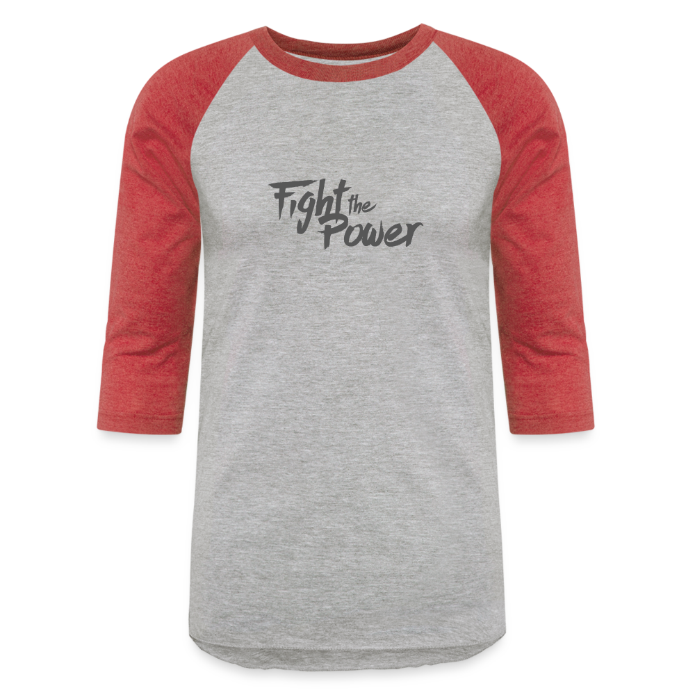 Fight the Power | Baseball Tee - heather gray/red