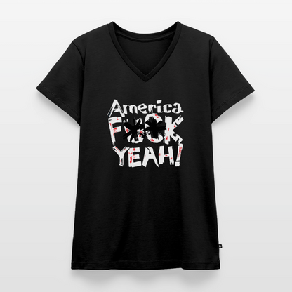 America F**k Yeah! | Women's V-Neck Tee - black