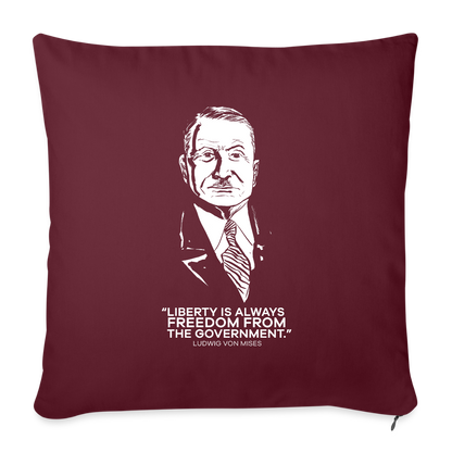 Ludwig von Mises Quote | Throw Pillow Cover - burgundy