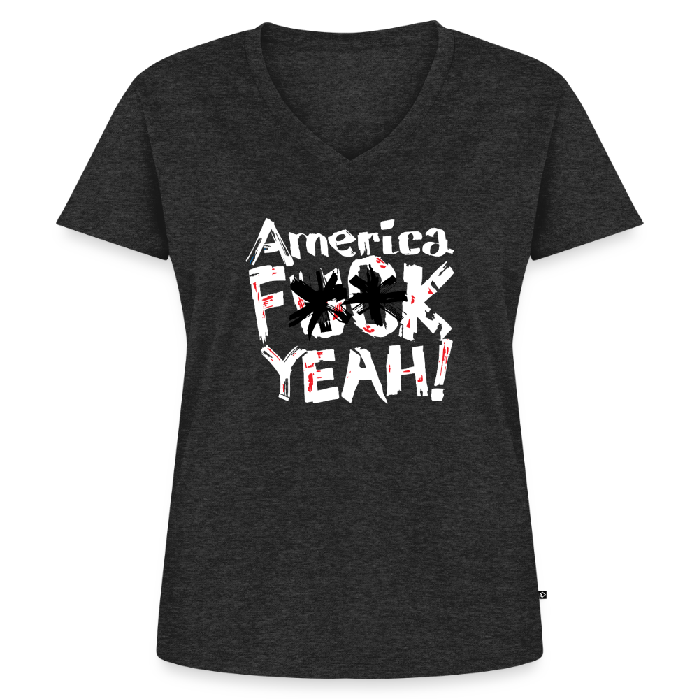 America F**k Yeah! | Women's V-Neck Tee - heather anthracite