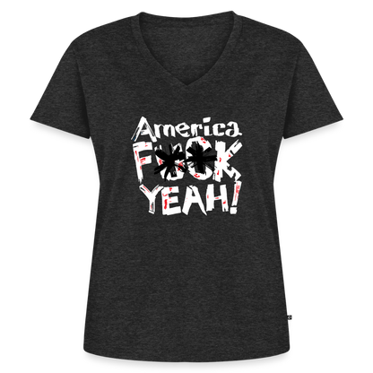 America F**k Yeah! | Women's V-Neck Tee - heather anthracite