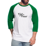 Fight the Power | Baseball Tee - white/kelly green