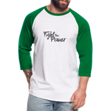 Fight the Power | Baseball Tee - white/kelly green