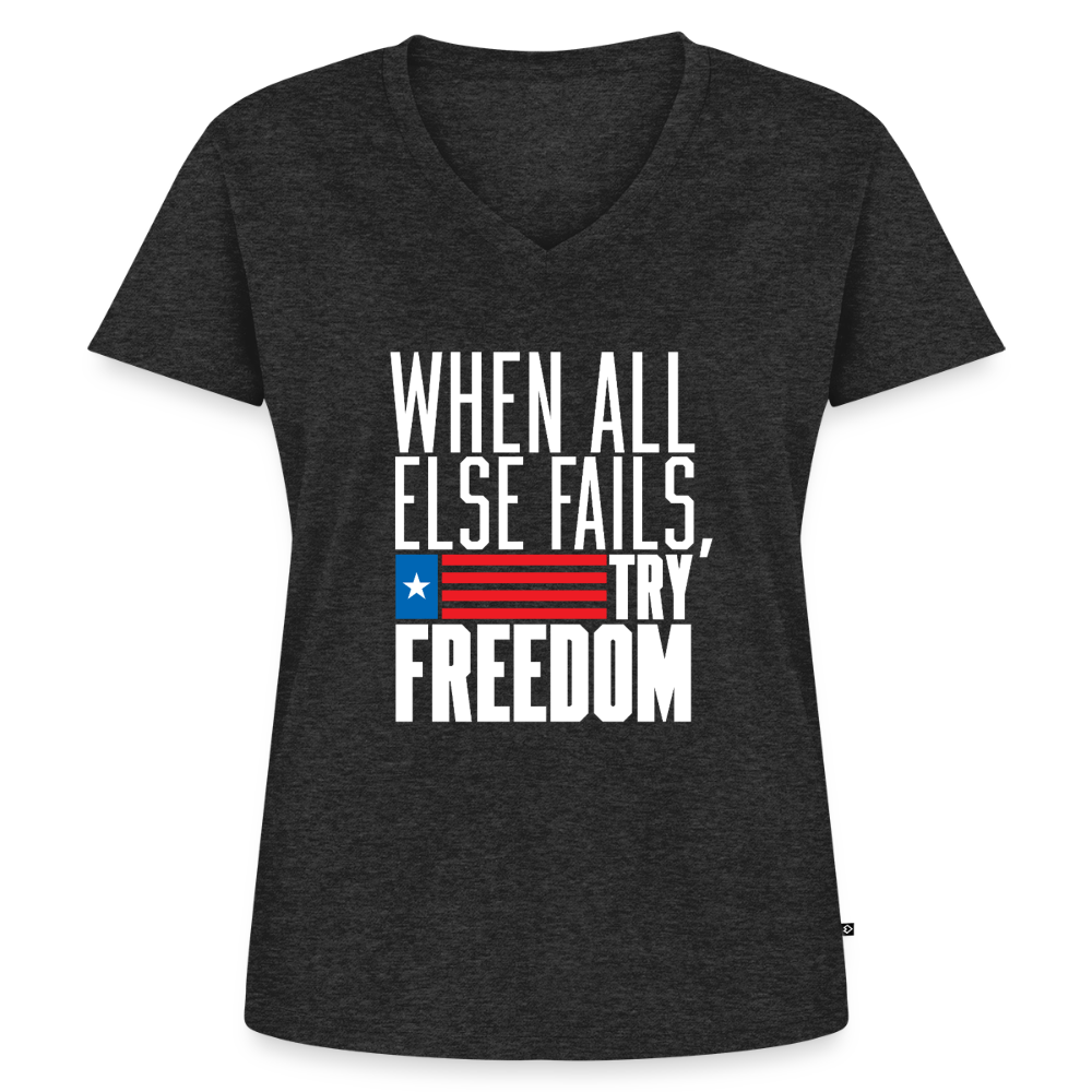 Try Freedom | Women's V-Neck Tee - heather anthracite