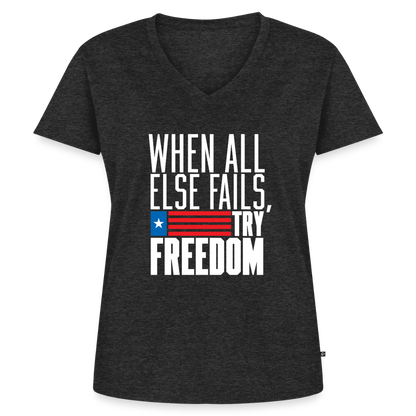 Try Freedom | Women's V-Neck Tee - heather anthracite