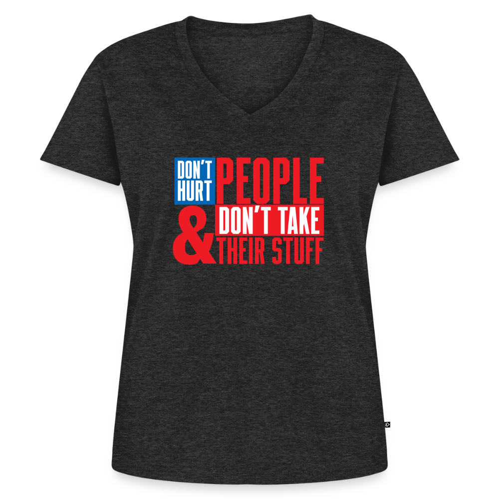 Don't Hurt People | America | Women's V-Neck Tee - heather anthracite