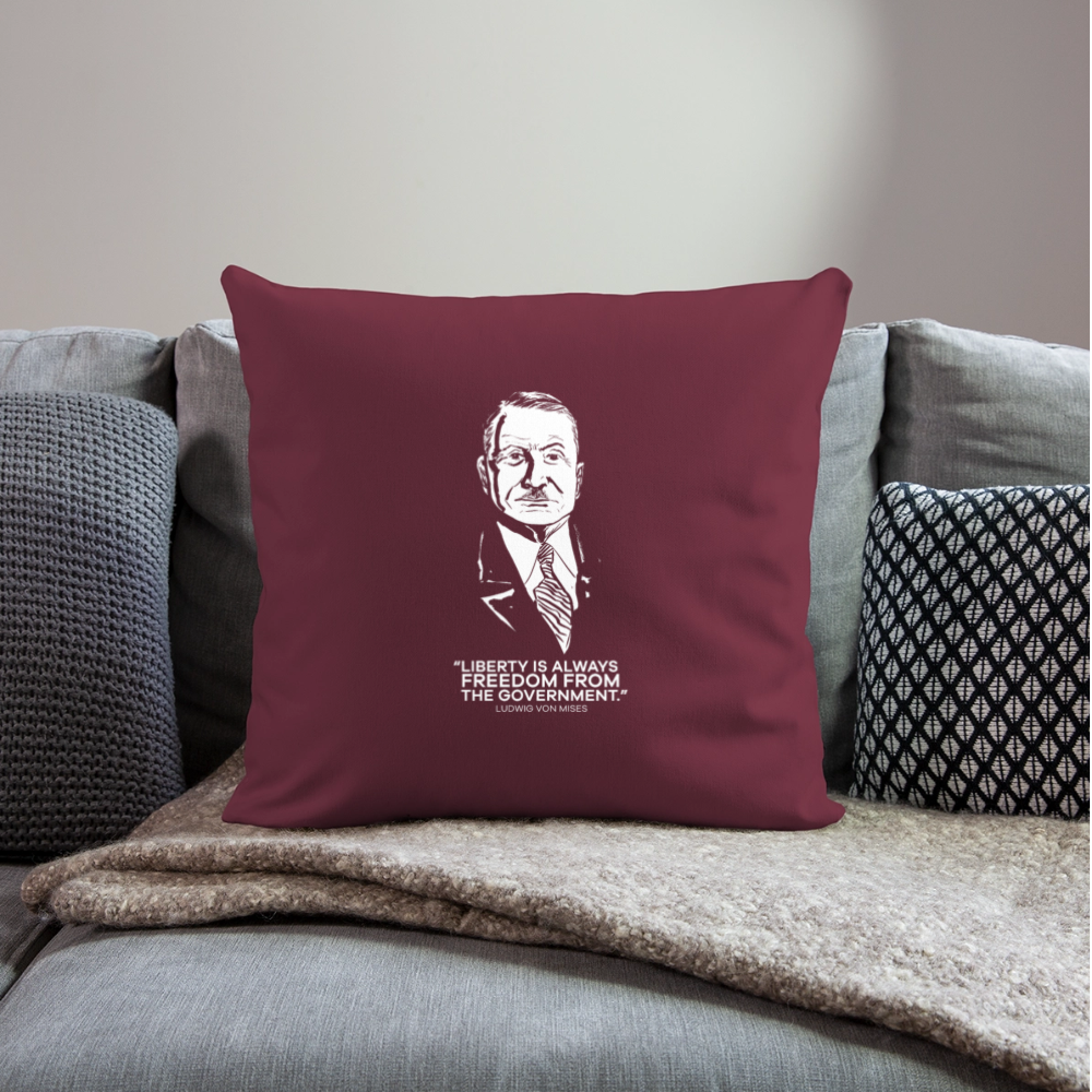 Ludwig von Mises Quote | Throw Pillow Cover - burgundy