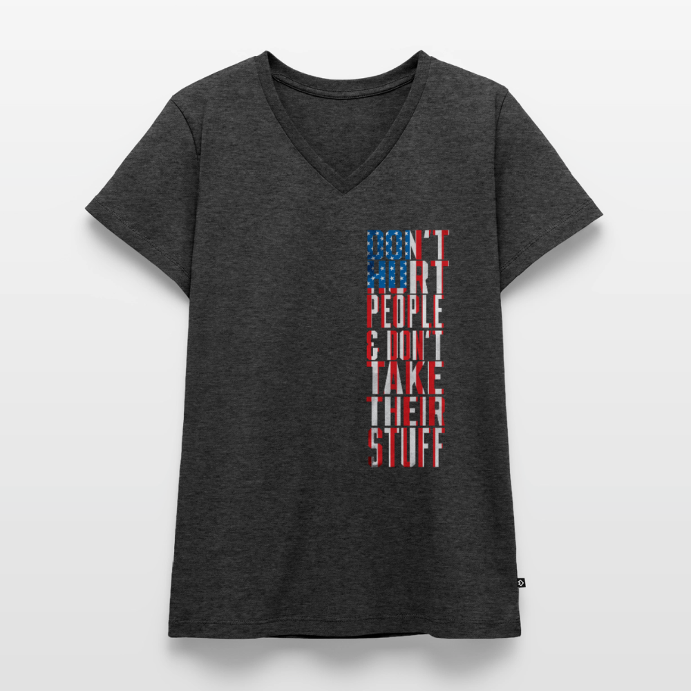 Don't Hurt People | Flag | Women's V-Neck Tee - heather anthracite