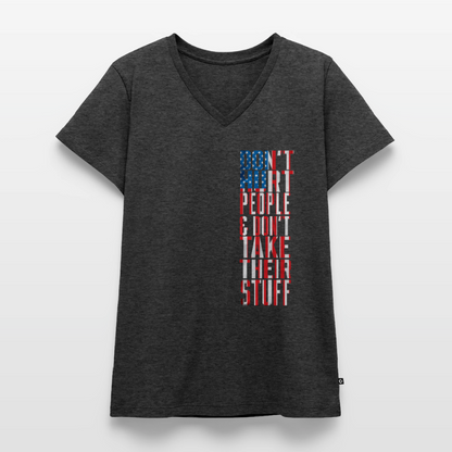 Don't Hurt People | Flag | Women's V-Neck Tee - heather anthracite