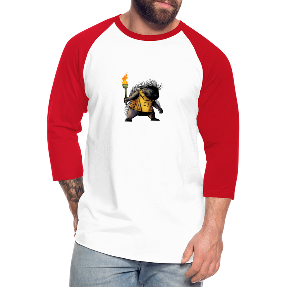 Free the Porcupine | Baseball Tee - white/red