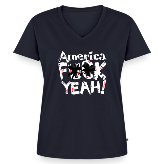 America F**k Yeah! | Women's V-Neck Tee - navy