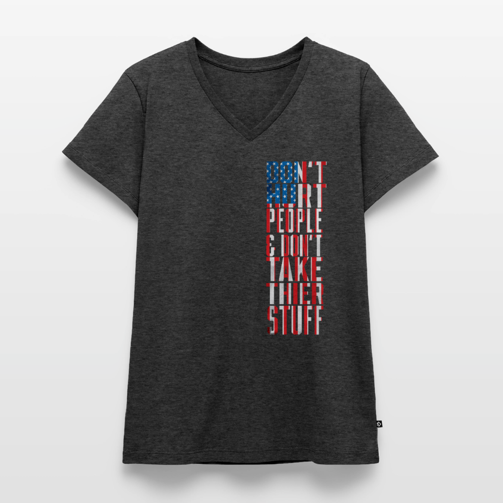 Don't Hurt People | Flag | Women's V-Neck Tee - heather anthracite