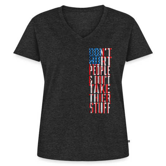 Don't Hurt People | Flag | Women's V-Neck Tee - heather anthracite