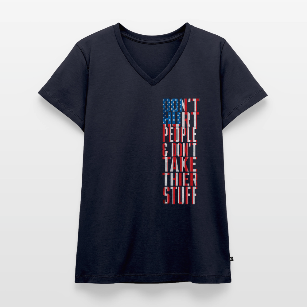 Don't Hurt People | Flag | Women's V-Neck Tee - navy