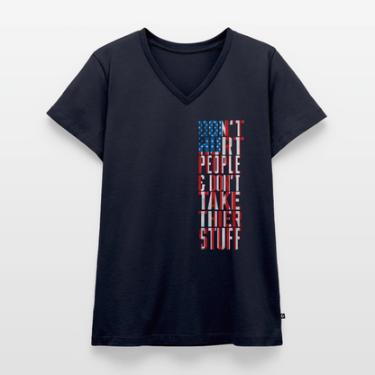 Don't Hurt People | Flag | Women's V-Neck Tee - navy