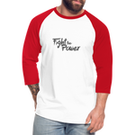 Fight the Power | Baseball Tee - white/red