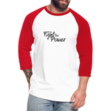 Fight the Power | Baseball Tee - white/red