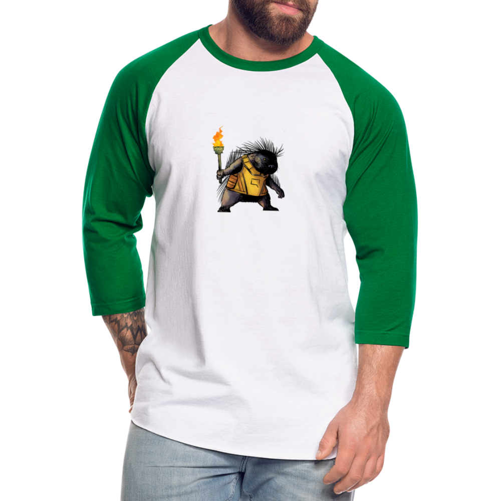 Free the Porcupine | Baseball Tee - white/kelly green