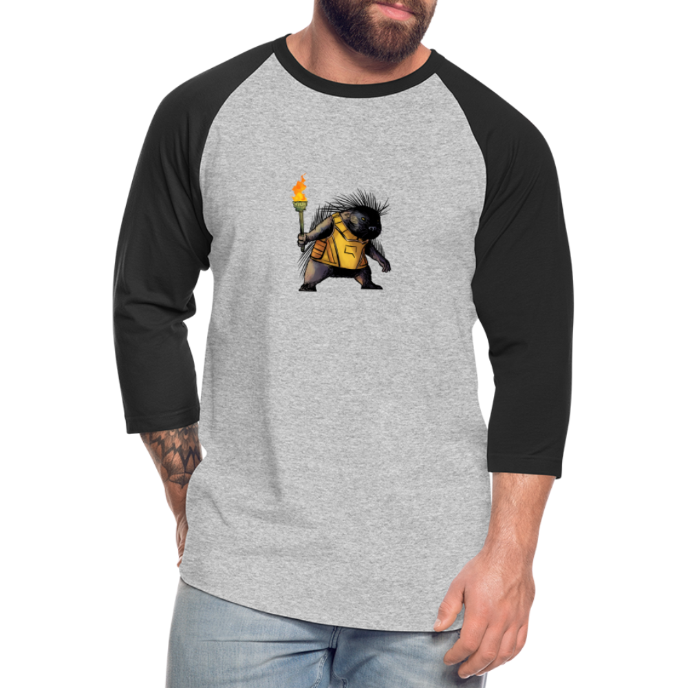 Free the Porcupine | Baseball Tee - heather gray/black