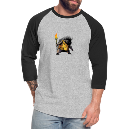 Free the Porcupine | Baseball Tee - heather gray/black