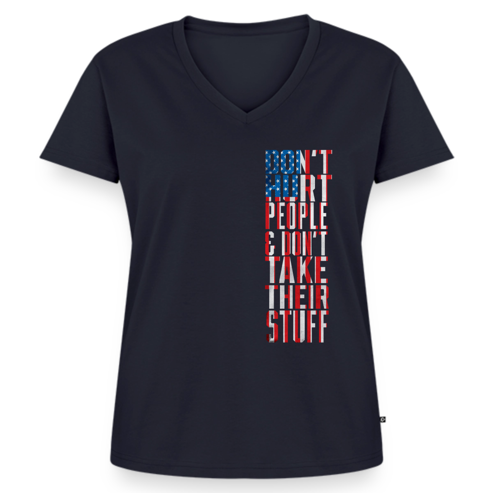 Don't Hurt People | Flag | Women's V-Neck Tee - navy