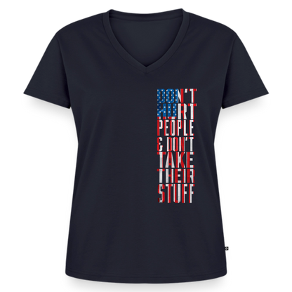 Don't Hurt People | Flag | Women's V-Neck Tee - navy