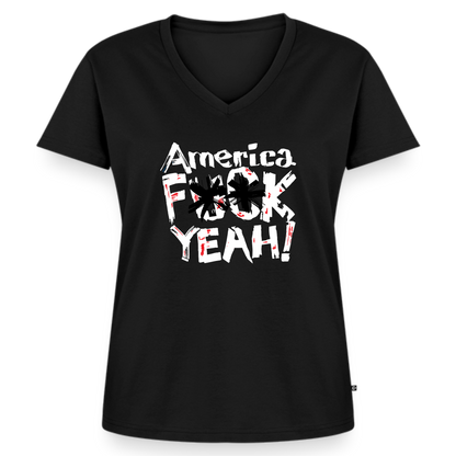 America F**k Yeah! | Women's V-Neck Tee - black