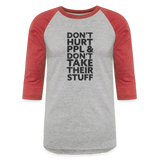 Don't Hurt People | Baseball Tee - heather gray/red